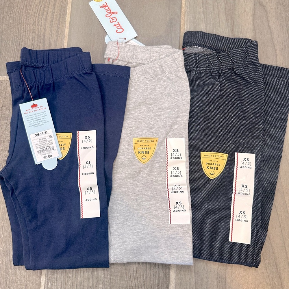LAST CALL!!! Three (3) pairs Girls Cat & Jack XS pants NWT